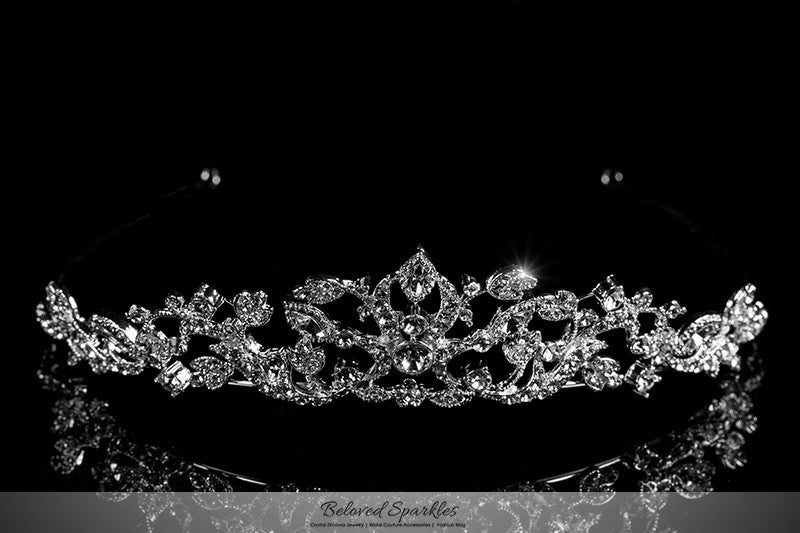 Nedda Art Deco Filigree Silver Tiara | Swarovski Crystal - Beloved Sparkles
- 1